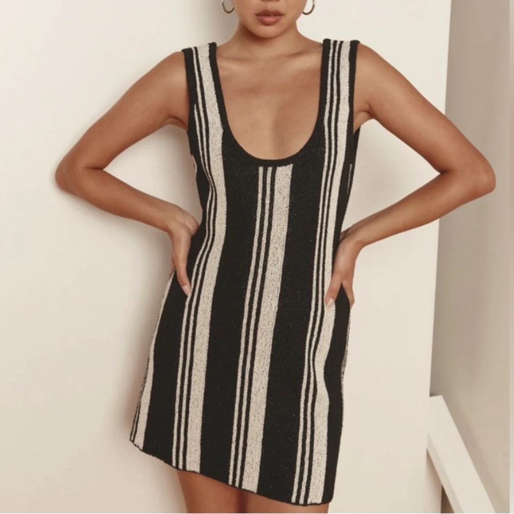 Black and White Striped Mini Dress